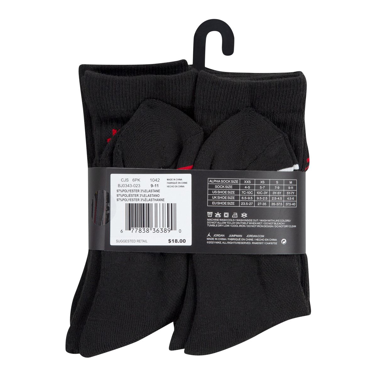 Jordan Boys' Legend Crew Socks - 6 Pack