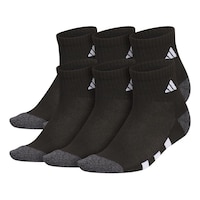 adidas Boys' YA 3-Stripe 3.0 Cushioned Quarter Socks - 6 Pack Front_Three_Fourths_Angled_Left