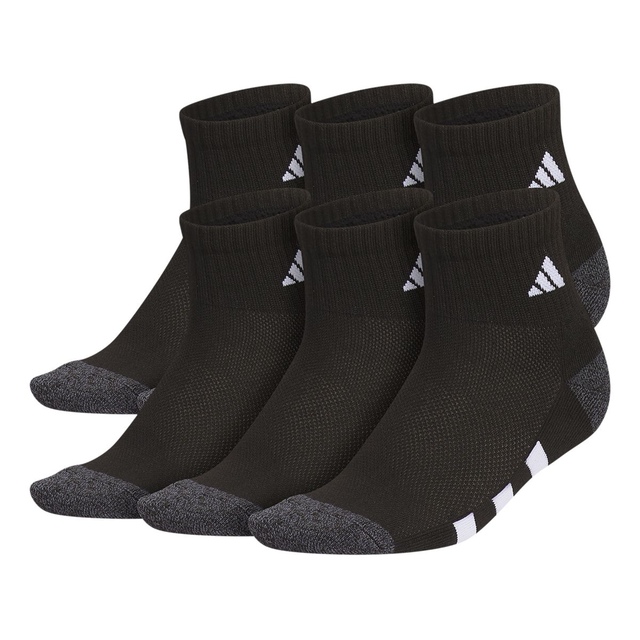 adidas Boys' YA 3-Stripe 3.0 Cushioned Quarter Socks - 6 Pack