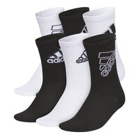 adidas Kids Cushioned Graphic Crew Socks - 6 pk Front_Three_Fourths_Angled_Left