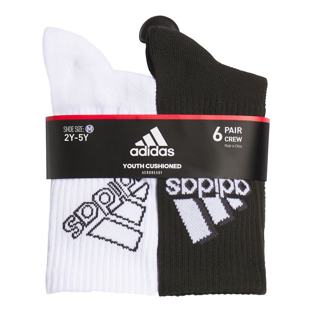 adidas Kids Cushioned Graphic Crew Socks - 6 pk
