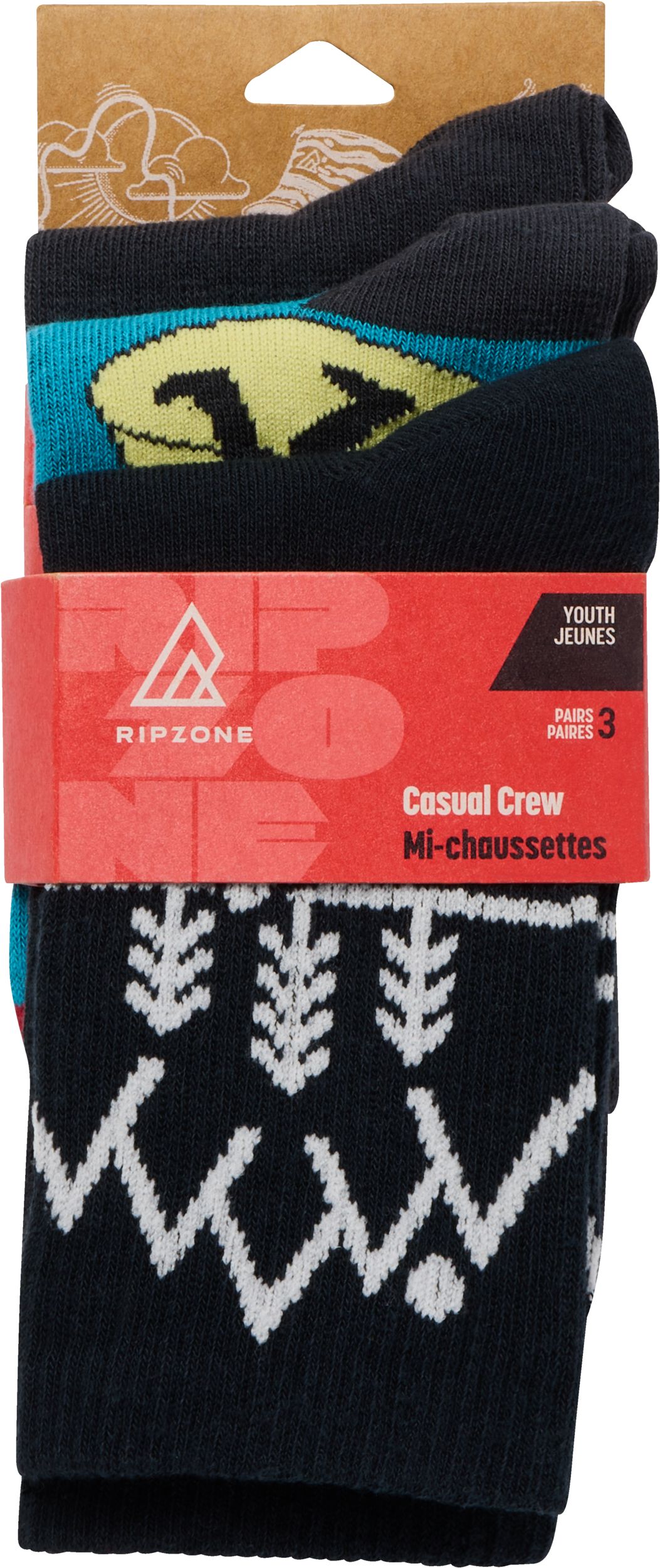 Ripzone Boys' Sasquatch Crew Socks - 3 Pack