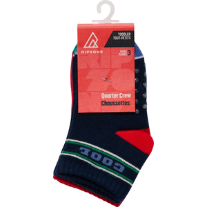 Ripzone Toddler Boys' Varsity Quarter Crew Socks - 3 Pack