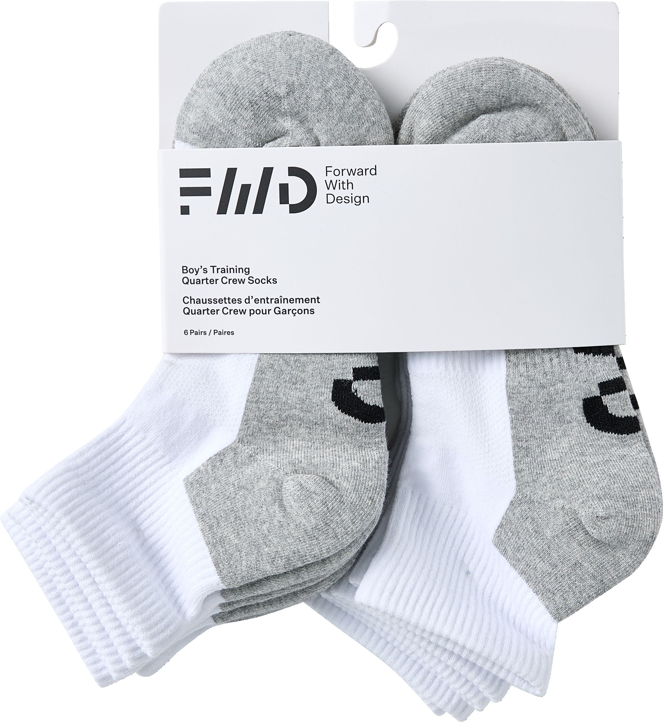 FWD Youth Athletic Quarter Crew Socks - 6pk