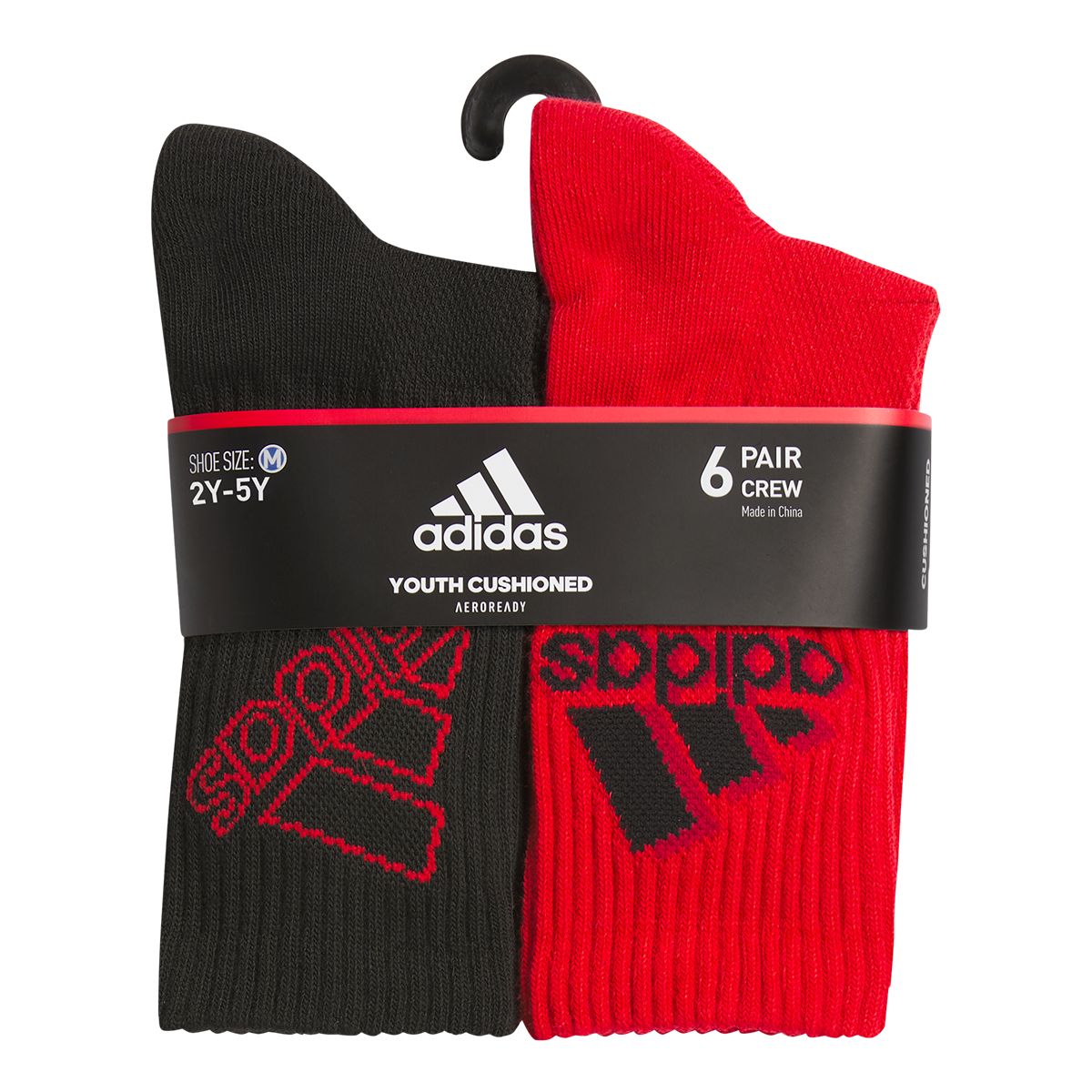 adidas Kids Cushioned Graphic Crew Socks - 6 pk
