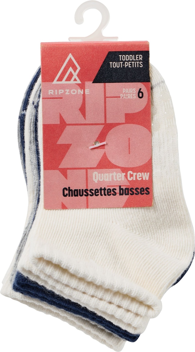 Ripzone Boys' Essential Quarter Crew Socks - 6 Pack