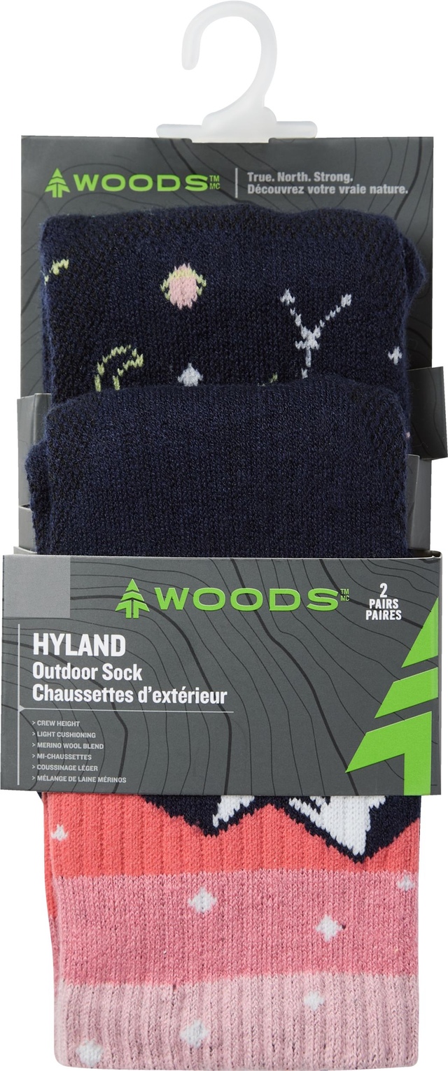 Woods Girls' Hyland Outdoor Crew Socks Front_Flat