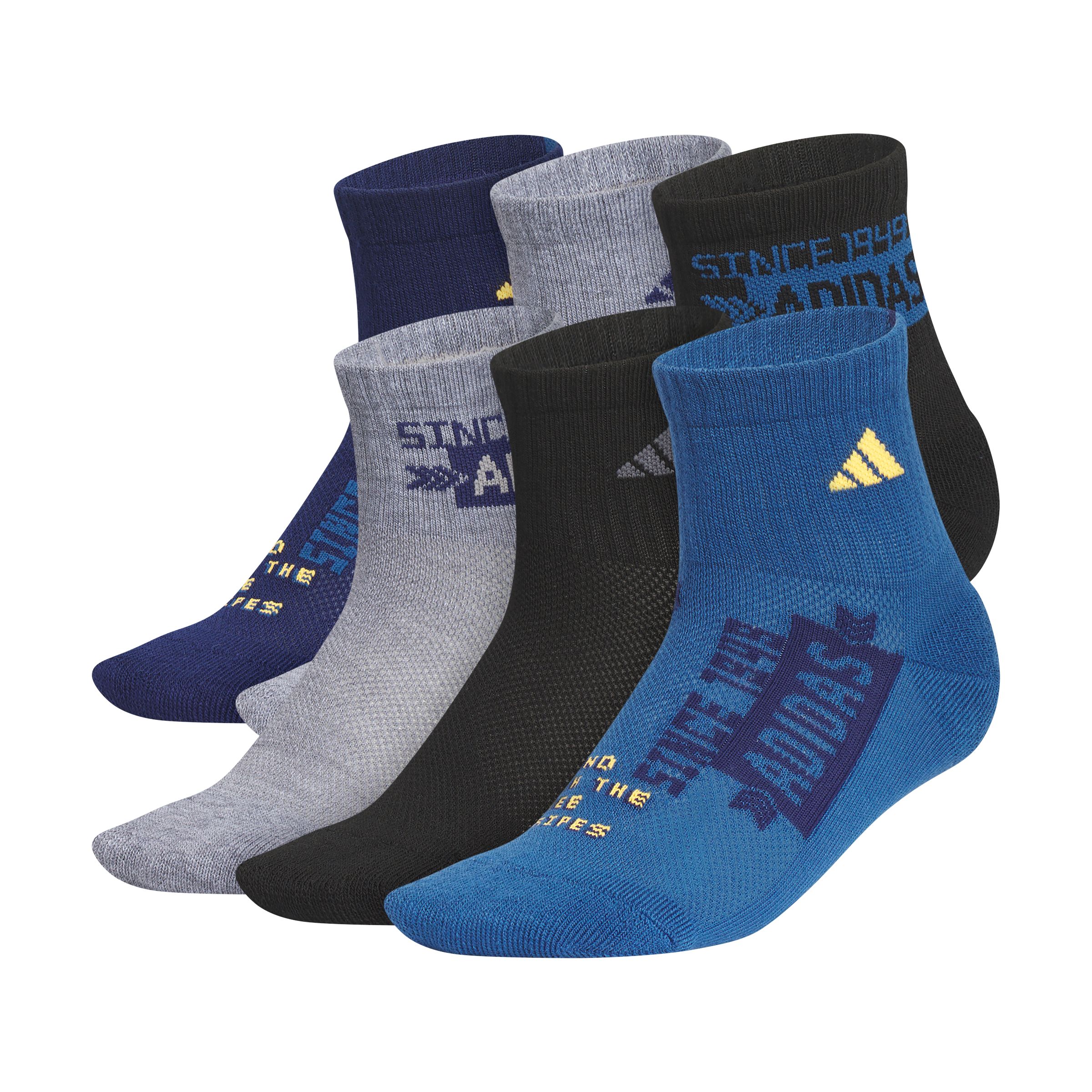 adidas Kids' YA Cushioned Graphic Quarter Socks 6-pk