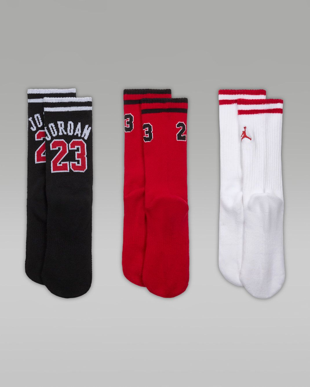 Jordan Kids' Varsity Jersey Sweatshirt Socks 3-Pack with Comfortable Arch Support