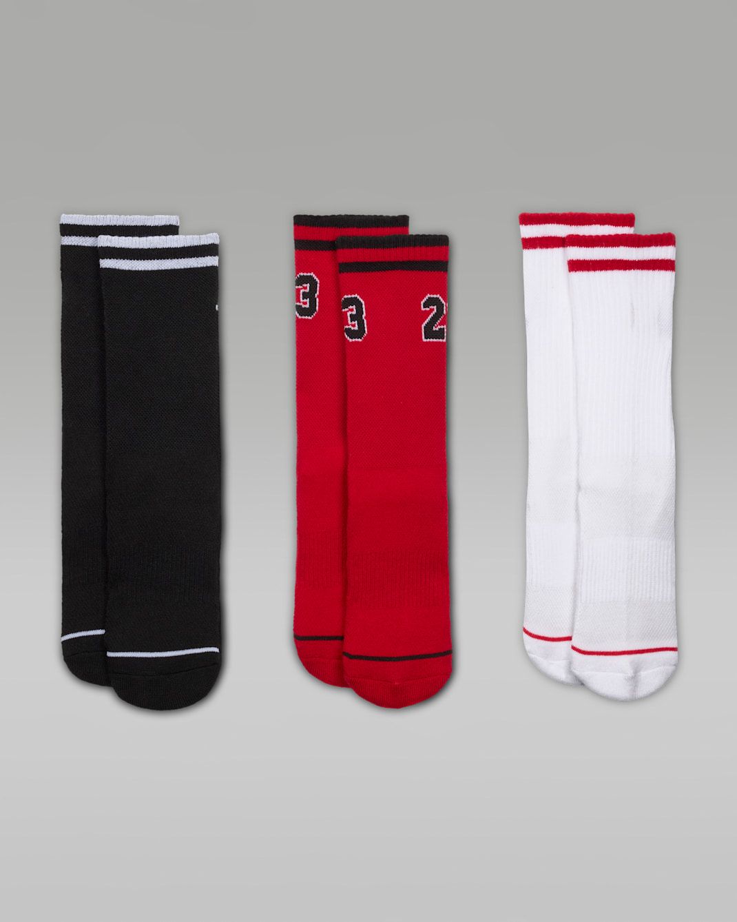 Jordan Kids' Varsity Jersey Sweatshirt Socks 3-Pack with Comfortable Arch Support