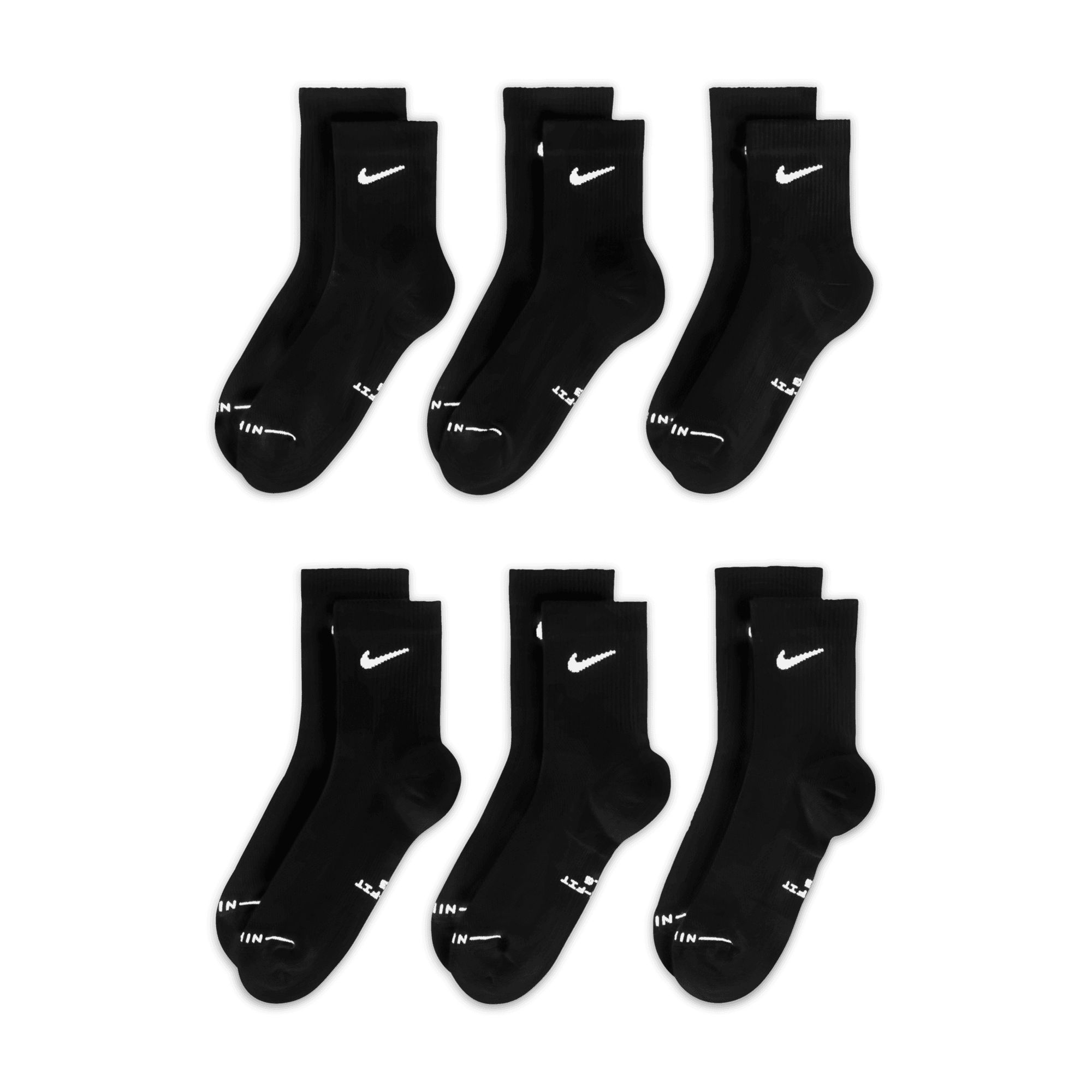 Nike Unisex Everyday Elevated Micro Crew Socks - 6pk