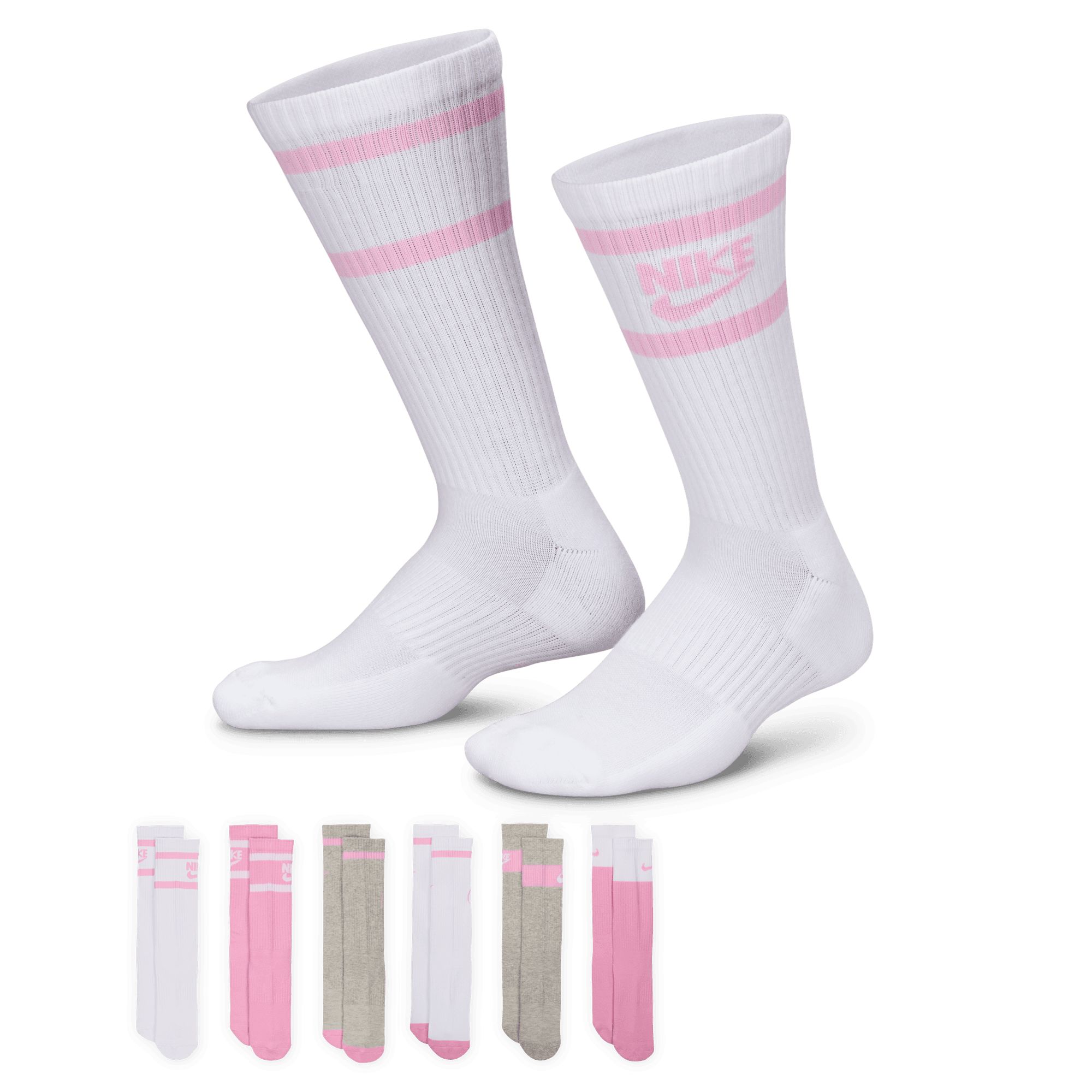 Nike Girls' Everyday Cushioned Graphic Crew Socks 6 Pack