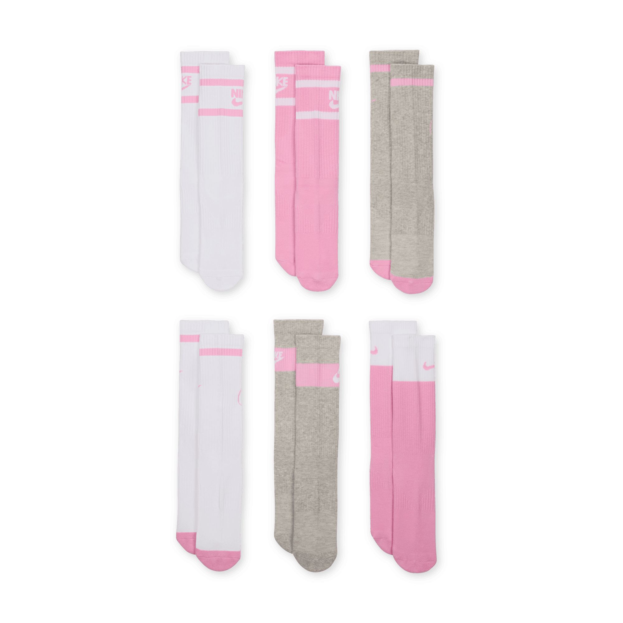 Nike Girls' Everyday Cushioned Graphic Crew Socks 6 Pack
