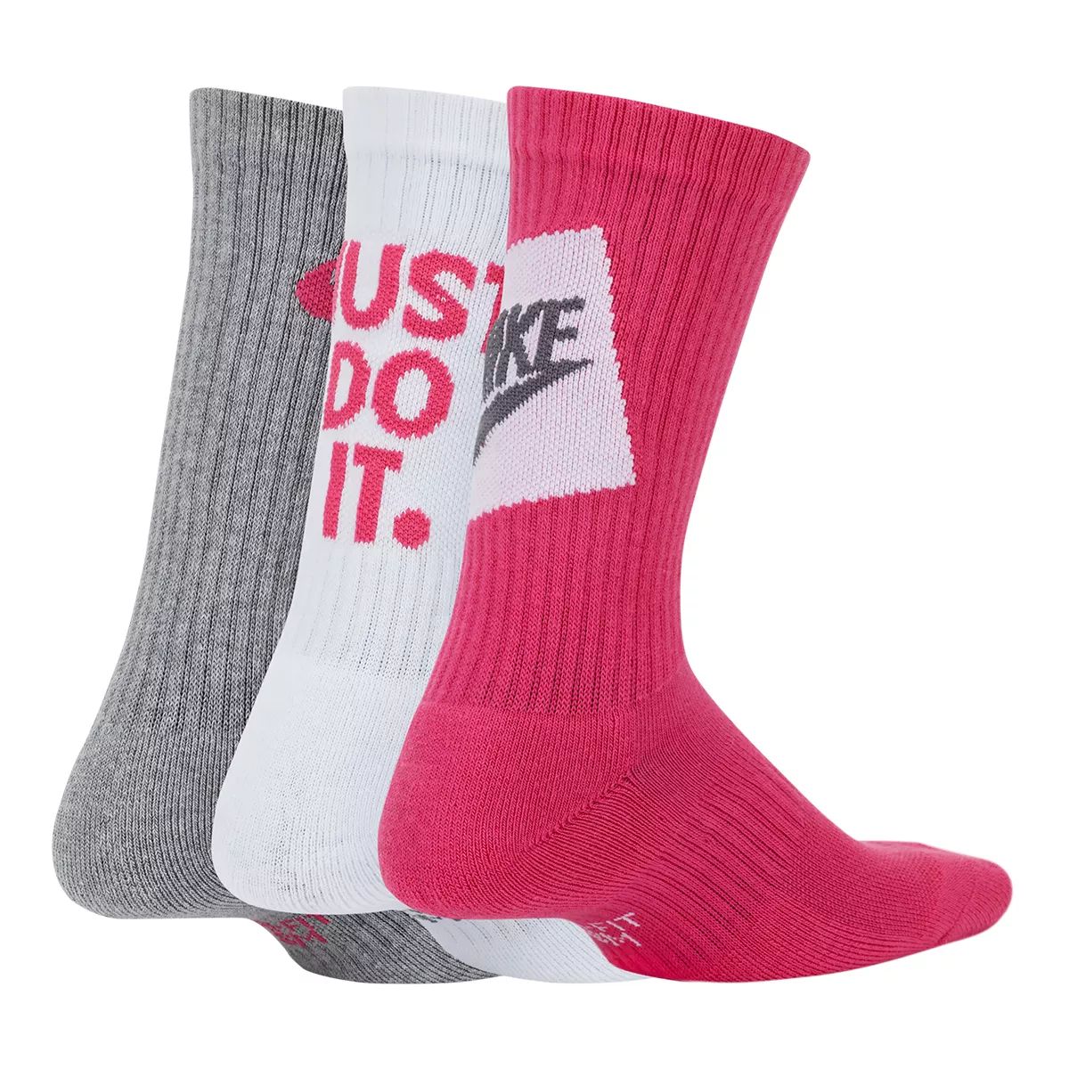 Nike Kid's Everyday Graphic Cushioned Crew Socks - 3 Pack Back_Angled_Right