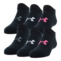 Under Armour Girls' Essential No-Show Socks 6pk Front_Angled_Left
