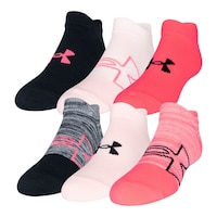 Under Armour Girls' Essential No Show Socks - 6 Pack Front_Angled_Left