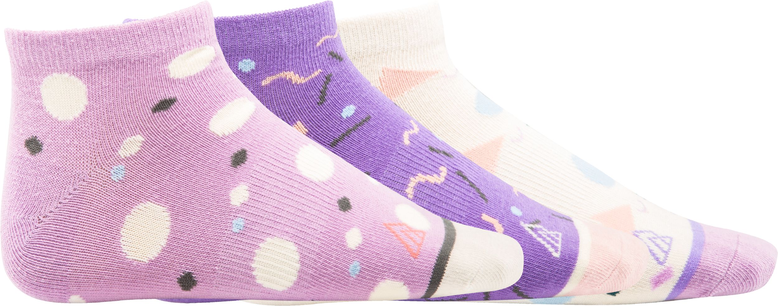 Ripzone Girls' Purple Shapes No Show Socks - 3 Pack