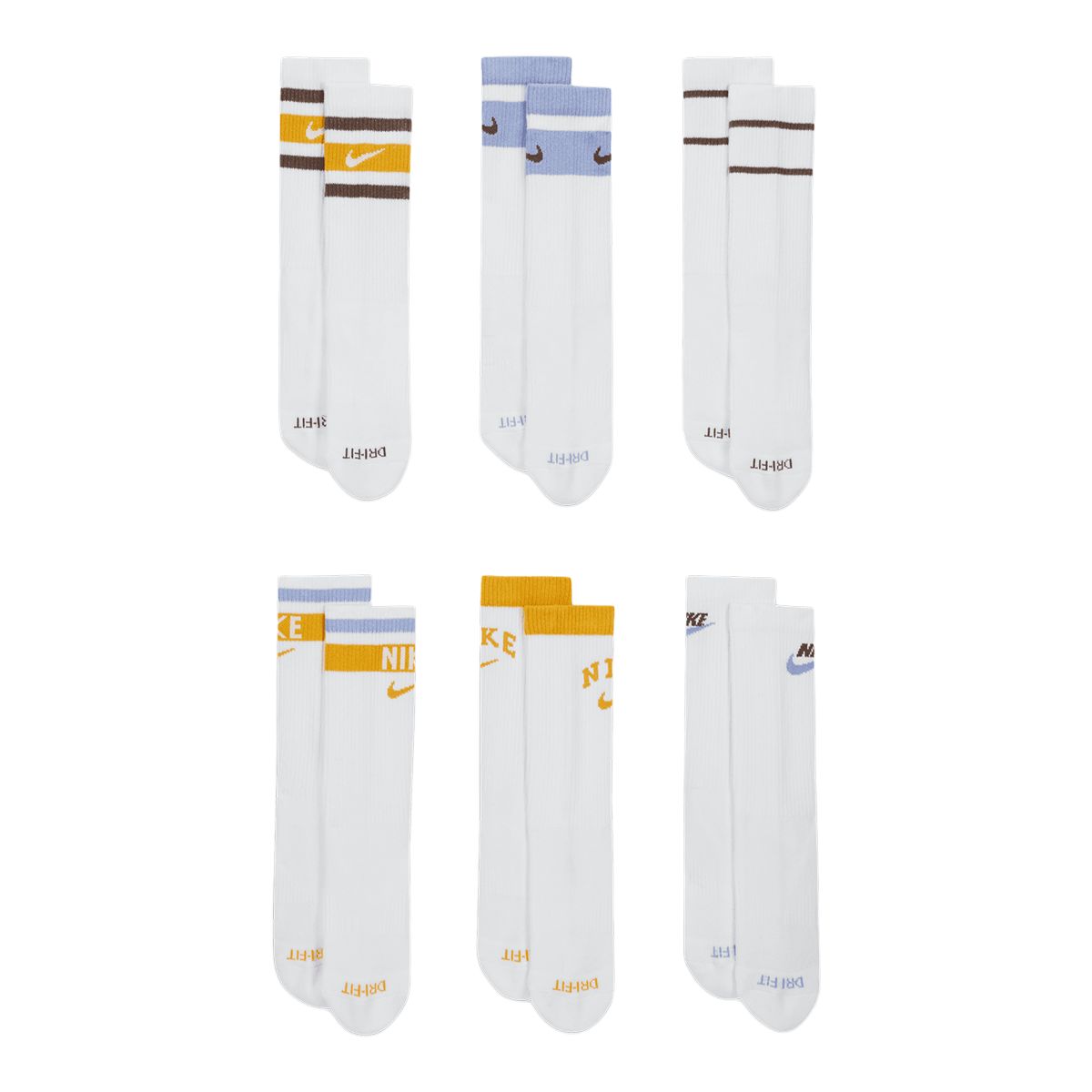 Nike Girls' Everyday+ Cushioned Crew Socks - 6 Pack