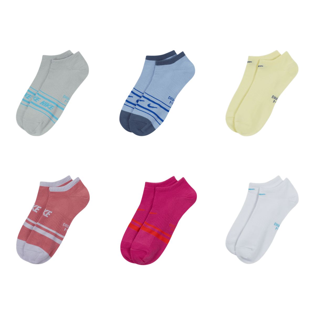 Nike Girls' Everyday Lightweight No Show Socks - 6 Pack