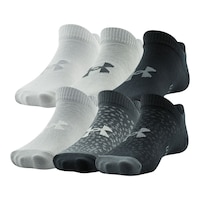 Under Armour Girls' Essential No Show Socks - 6 Pack Front_Three_Fourths_Angled_Left