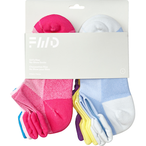 FWD Girls' Rise No Show Socks - 6 Pack