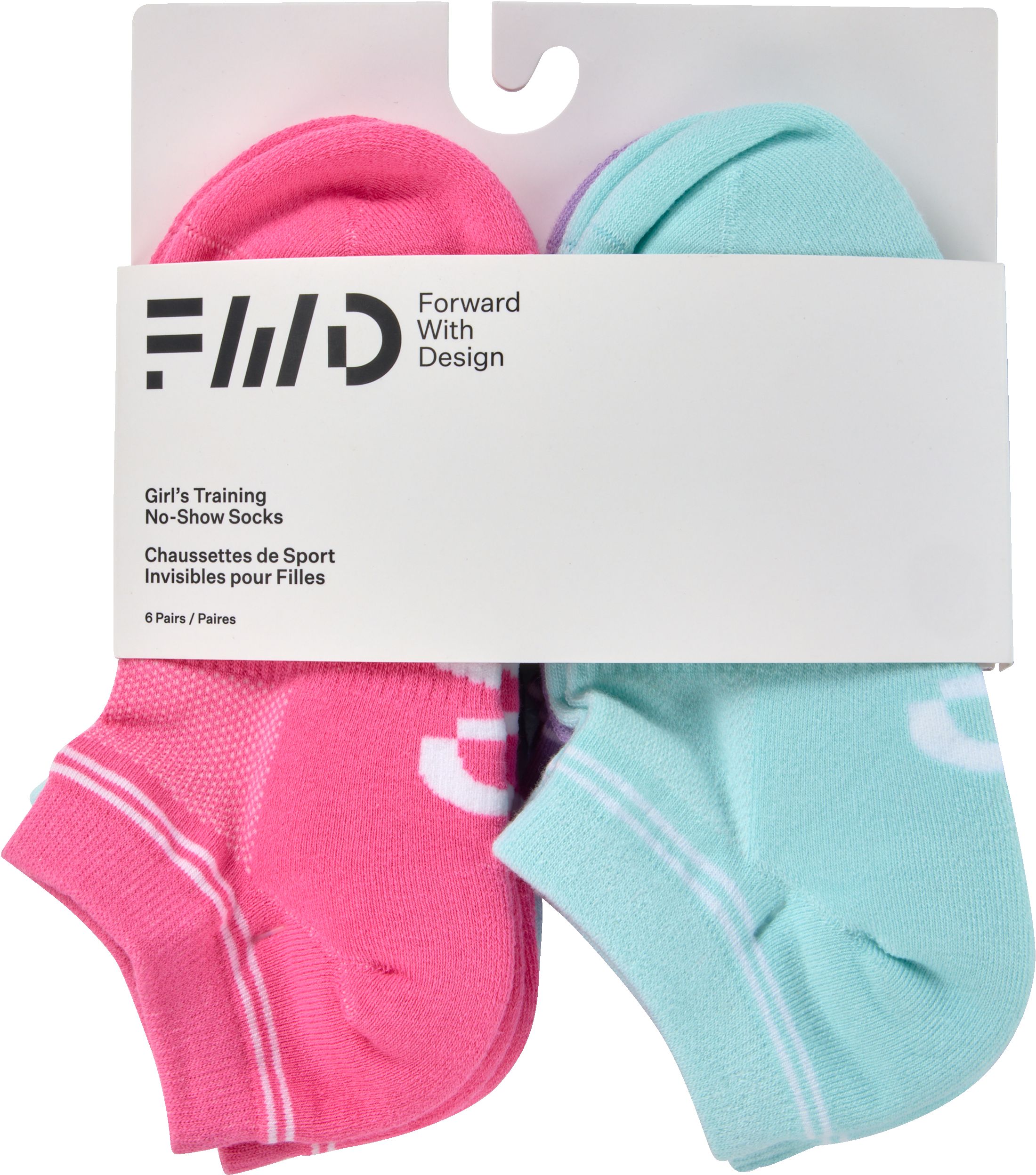 FWD Girls' Athletic No Show Socks - 6 Pack