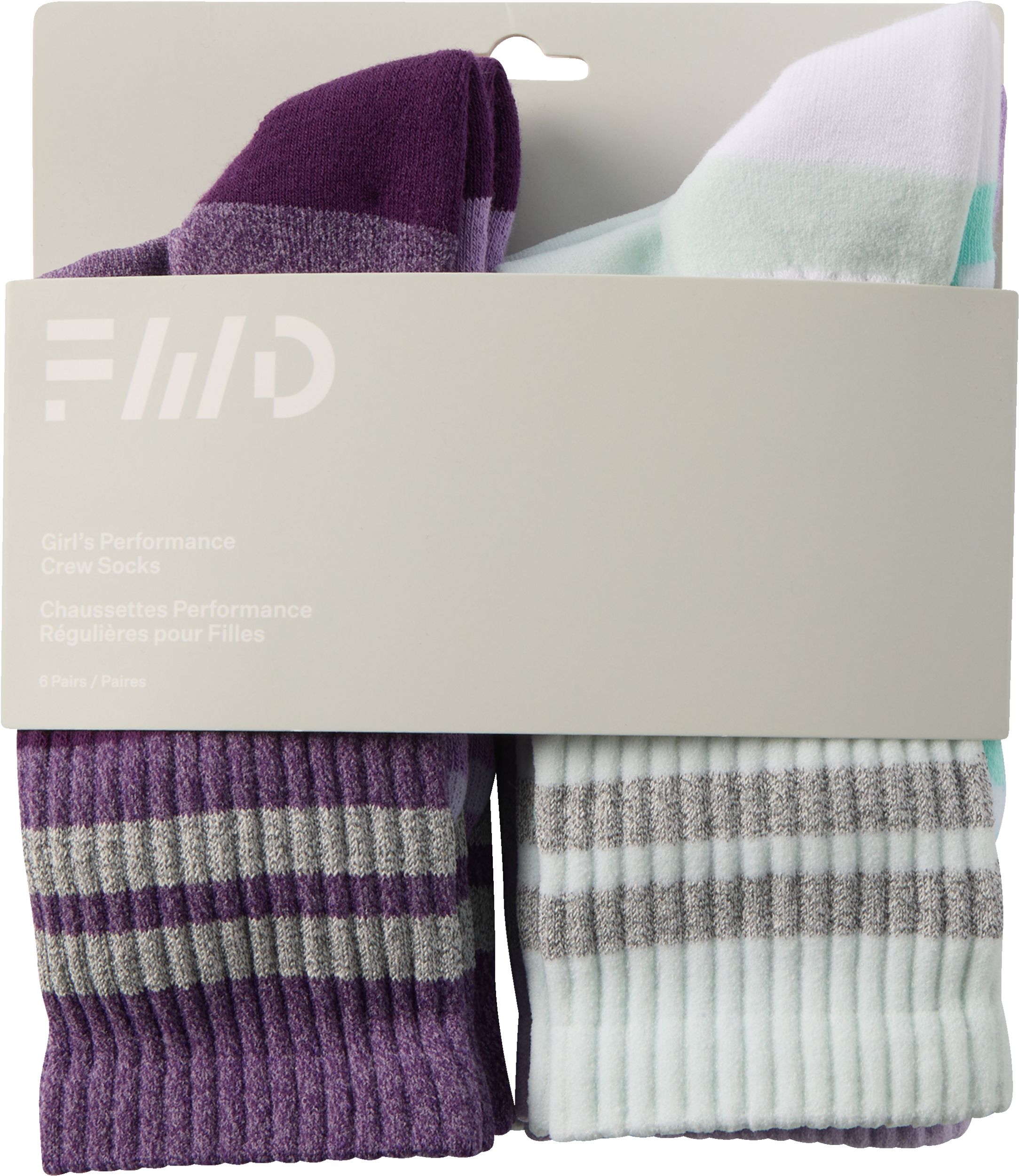 FWD Girls' Performance Crew Socks - 6pk