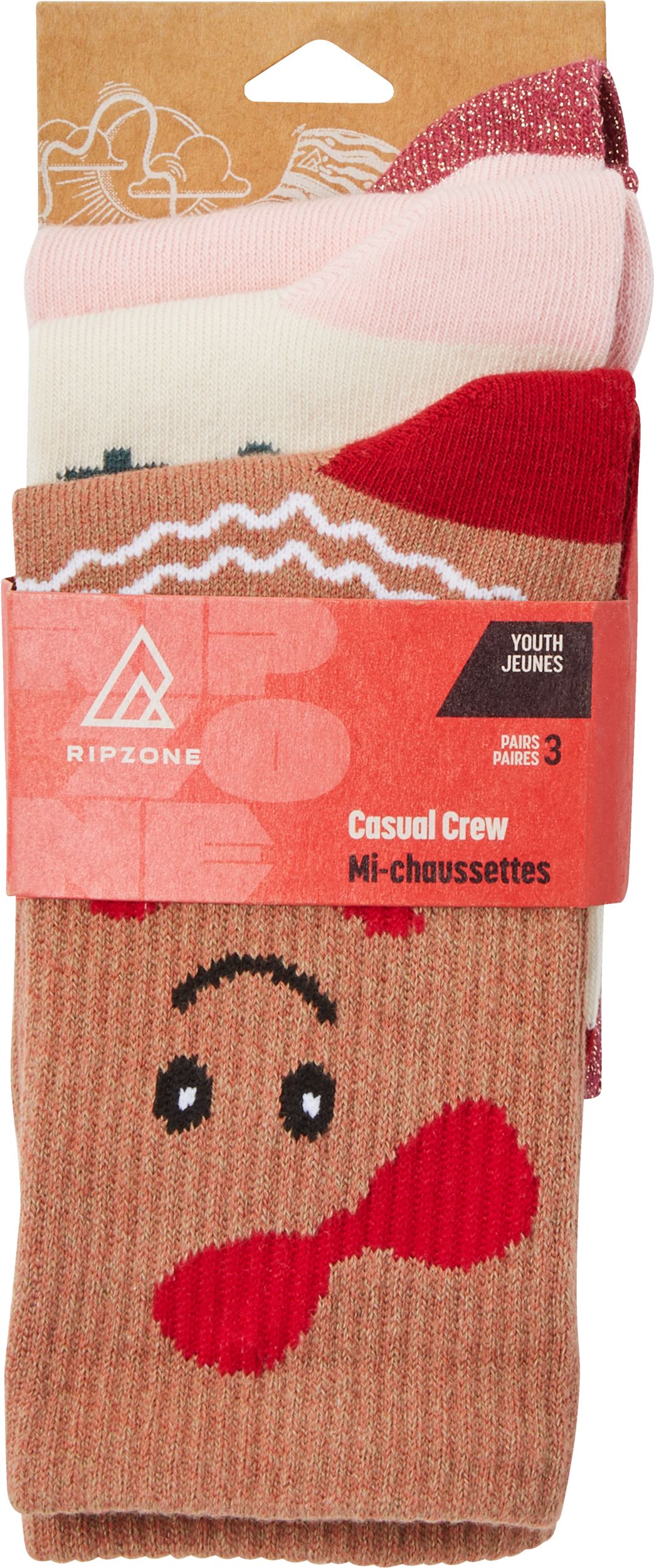 Ripzone Girls' Holiday Crew Socks - 3 Pack