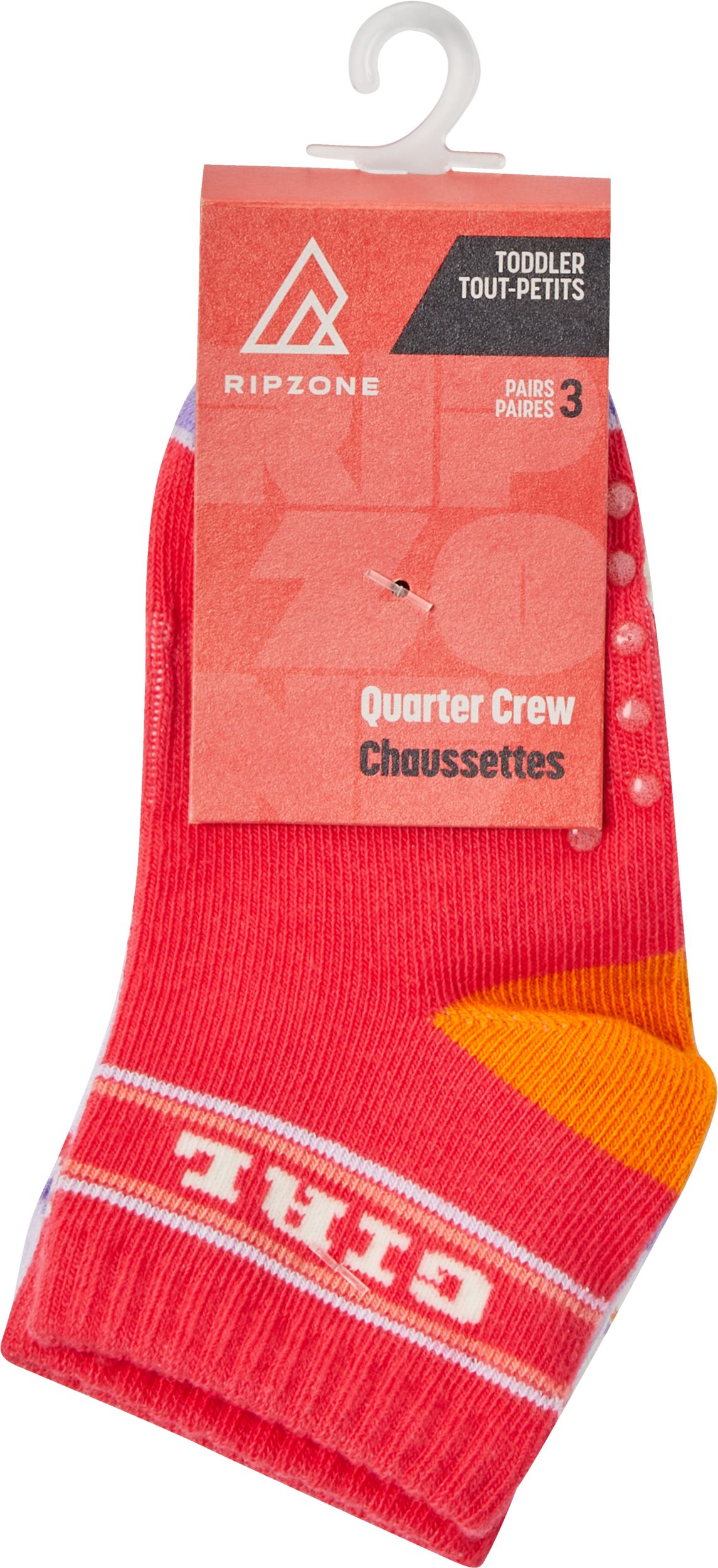 Ripzone Toddler Girls' Varsity Quarter Crew Socks - 3 Pack