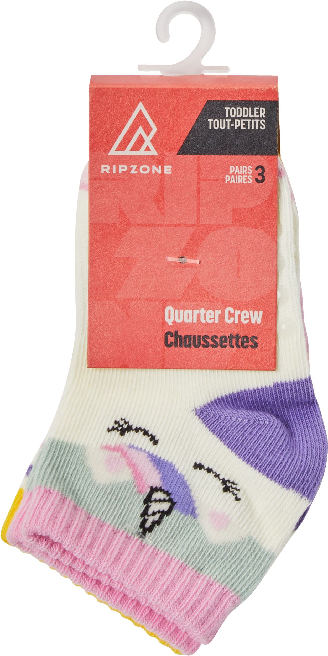 Ripzone Toddler Girls' Unicorn Quarter Crew Socks - 3 Pack