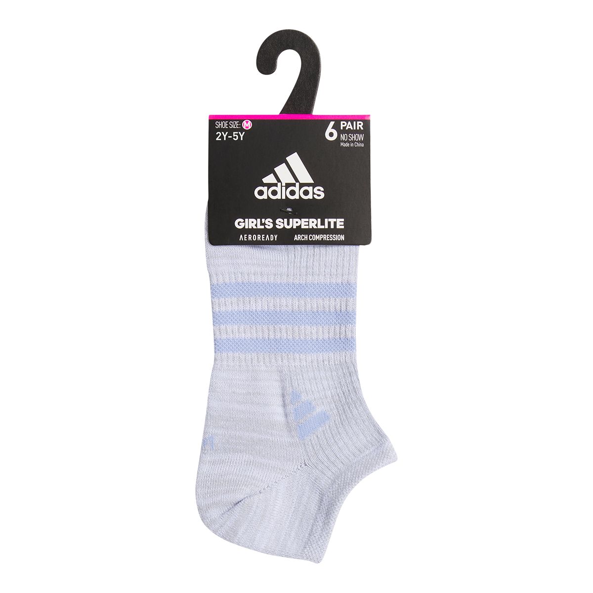 adidas Girls' Superlite 3.0 No Show Socks - 6 Pack