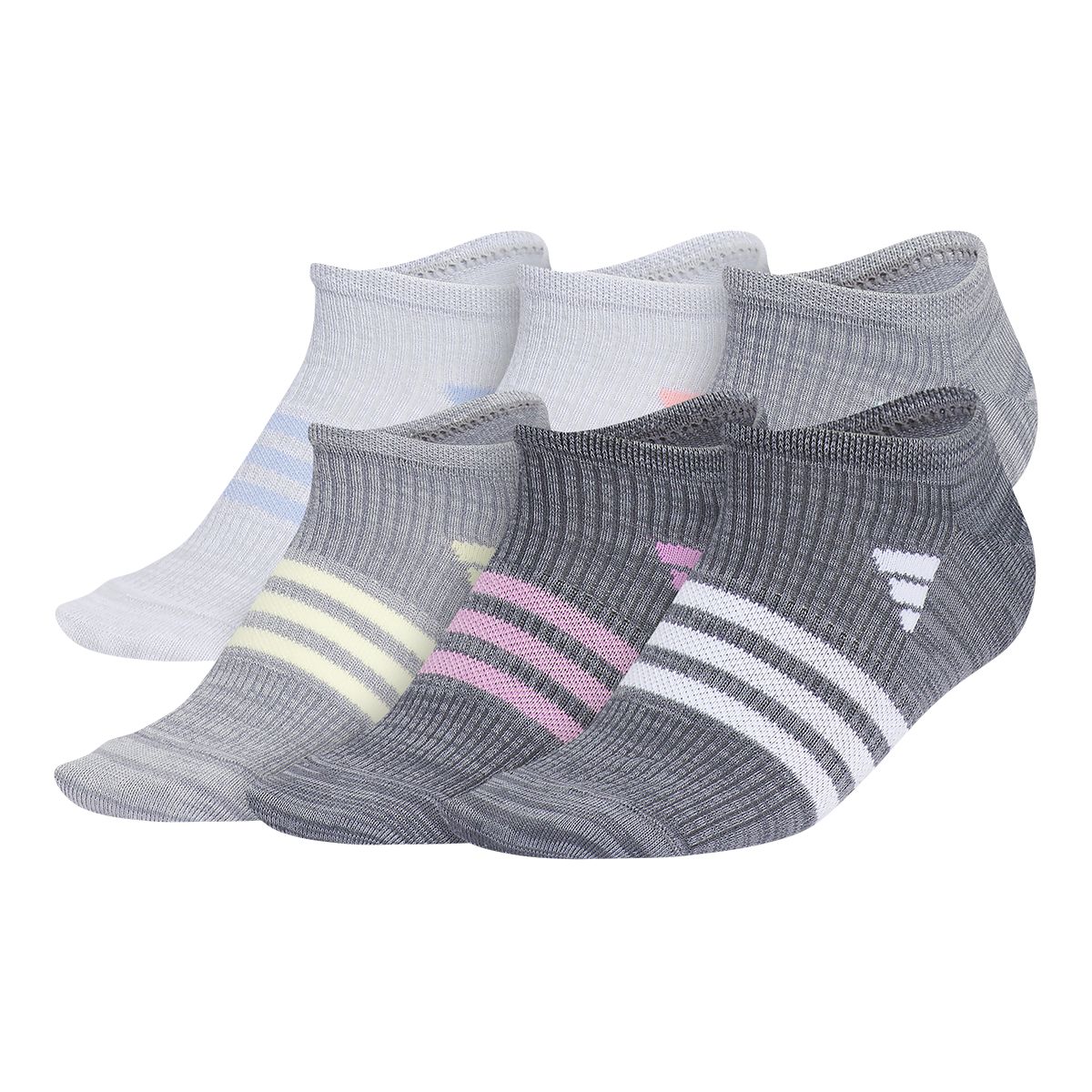adidas Girls' Superlite 3.0 No Show Socks - 6 Pack