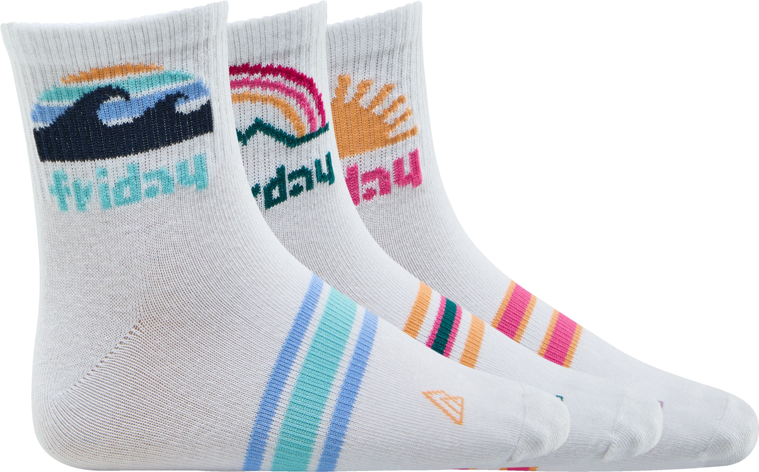 Ripzone Girls' Sun Weekend Quarter Crew Socks - 3 Pack