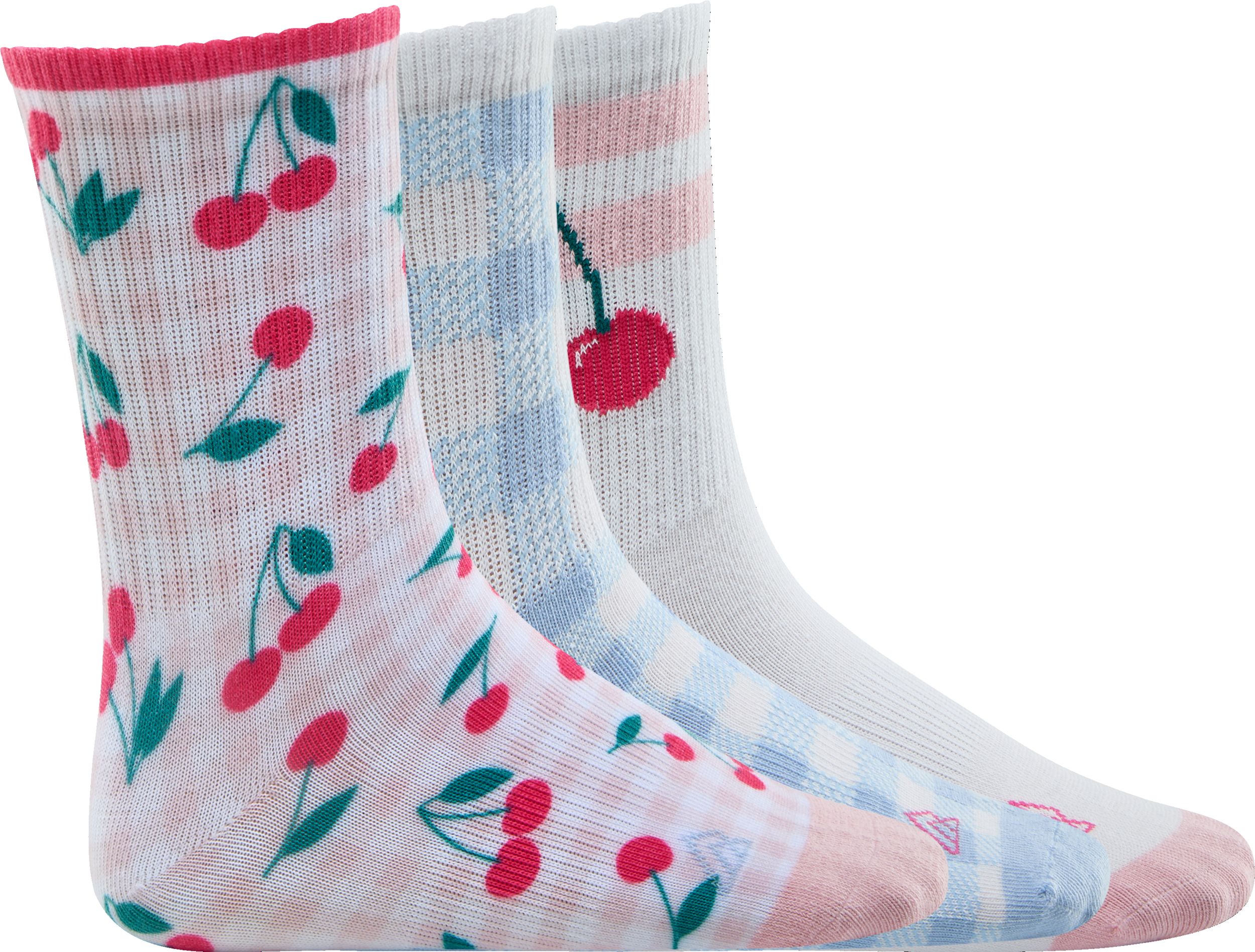 Ripzone Girls' Cherry Crew Socks - 3 Pack