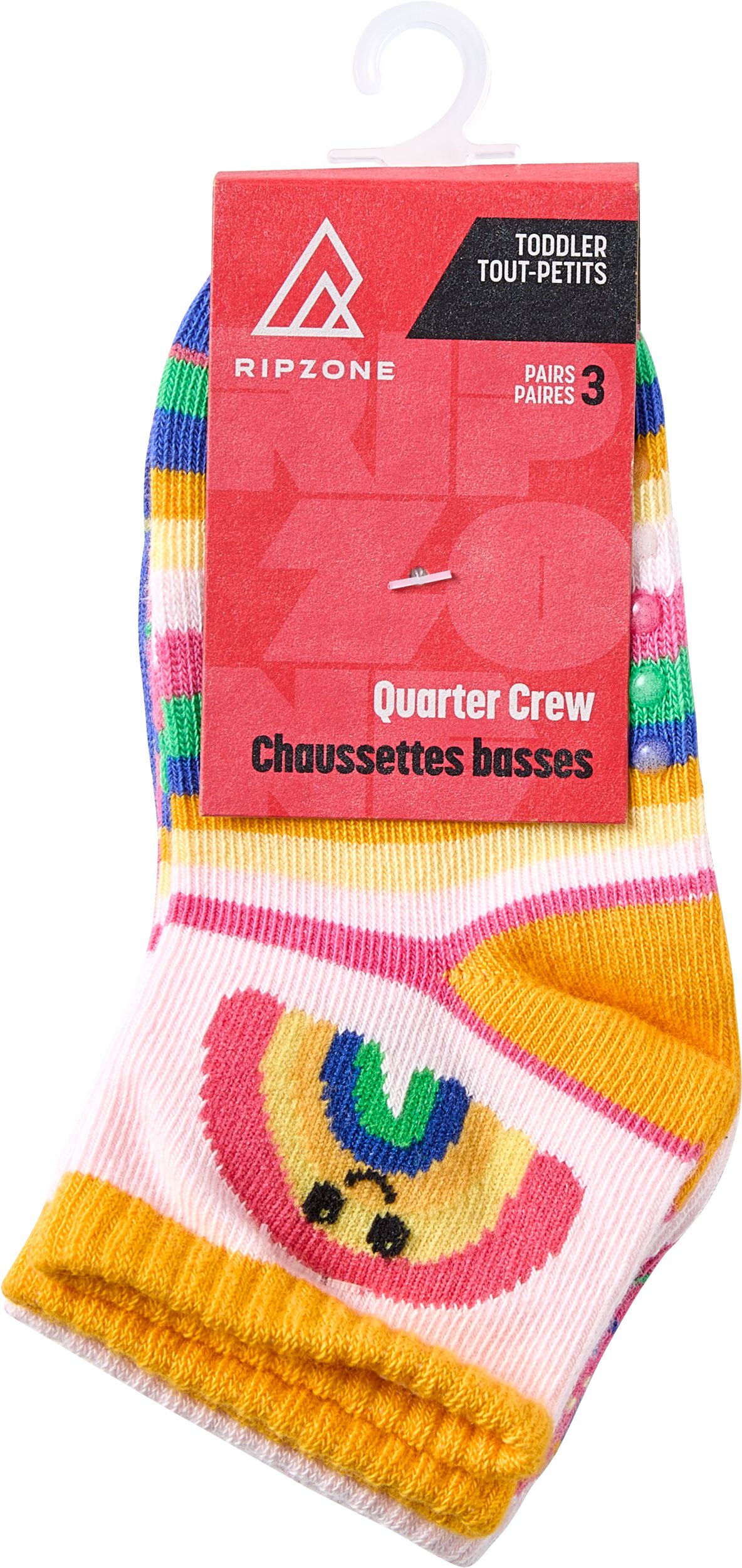 Ripzone Toddler Kids' Rainbows Quarter Crew Socks - 3pk