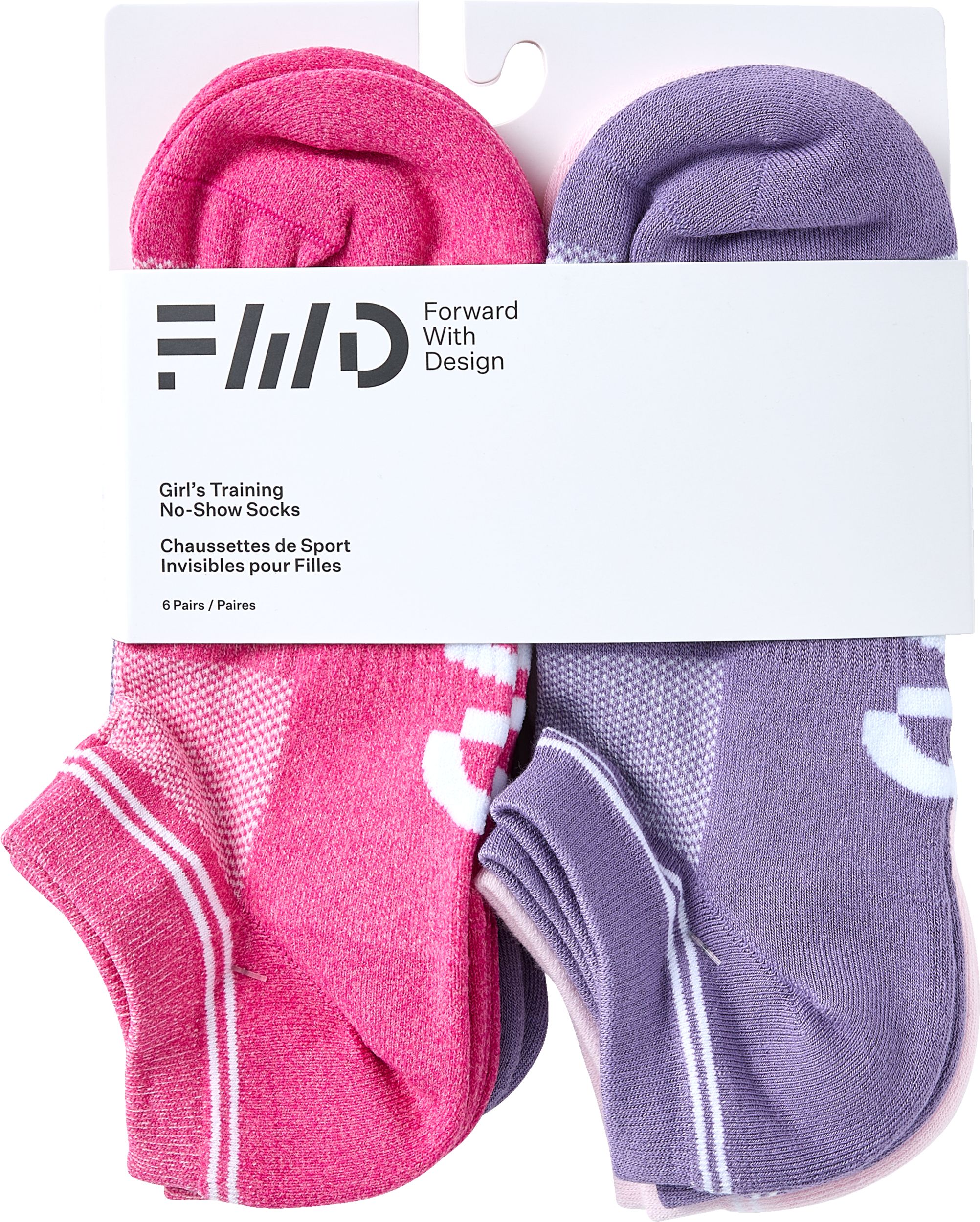FWD Girls' Athletic No Show Socks - 6 Pack