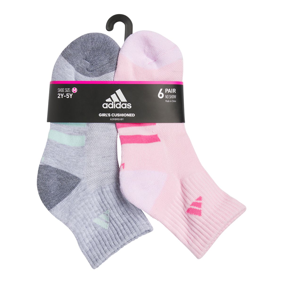 adidas Girls' Athletic Cushion Quarter Socks - 6 pk