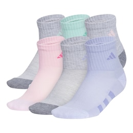 adidas Girls' Athletic Cushioned Quarter Socks - 6pk