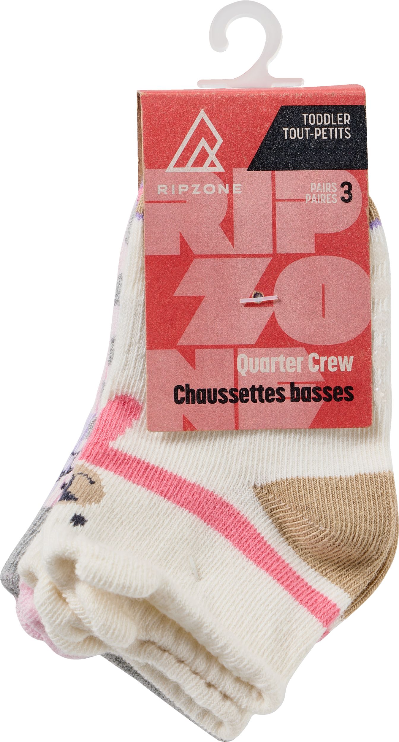 Ripzone Girls' Animal Quarter Crew Socks - 3 Pack