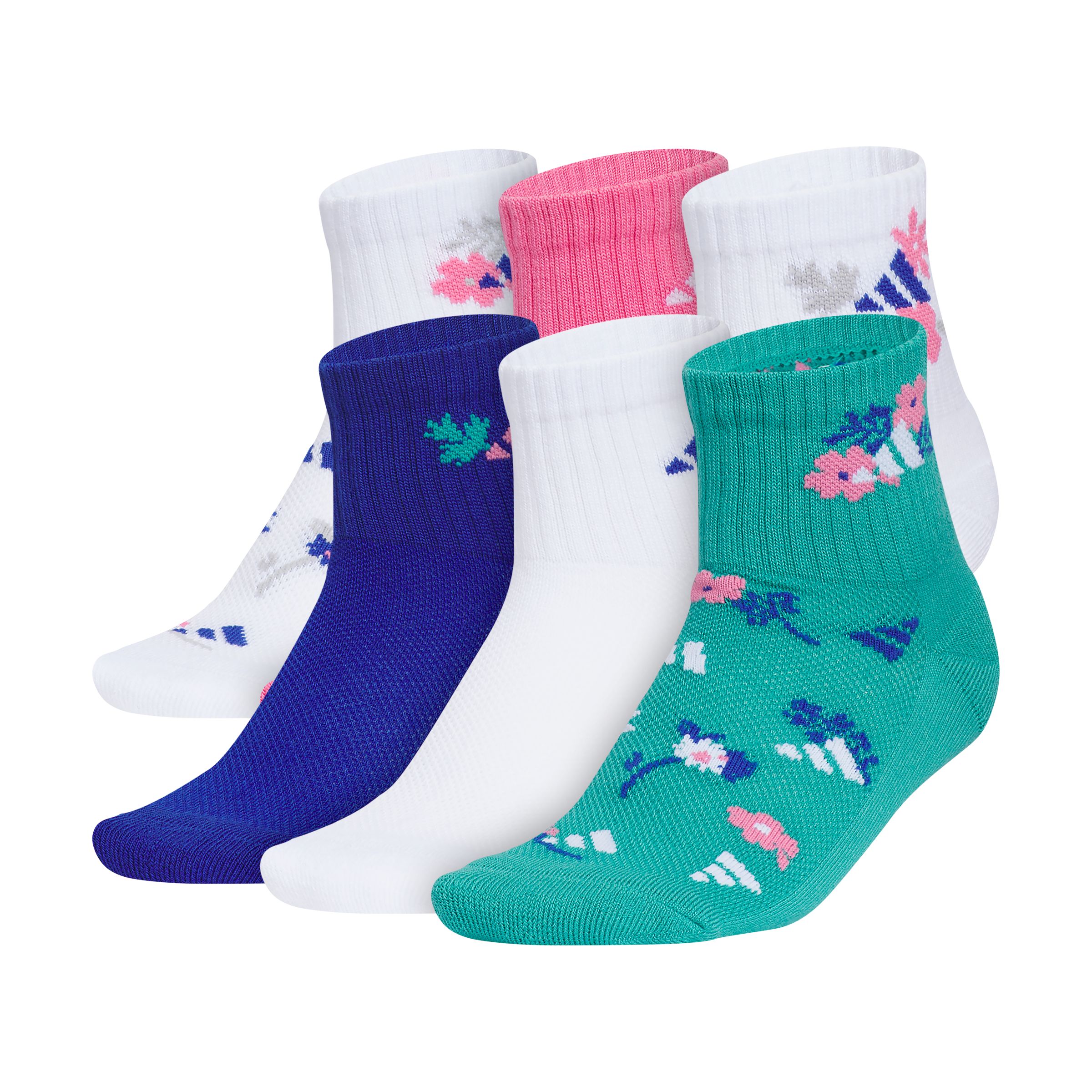 adidas Girls' Climacool® Graphic Quarter Socks - 6pk