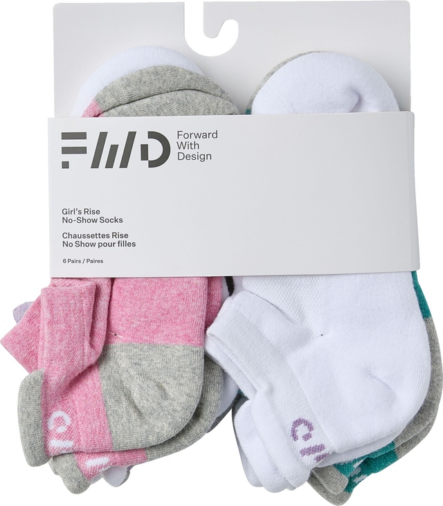 FWD Girls' Athletic No Show Socks 6-pk