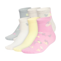 adidas Girls' Cushioned Graphic Quarter Socks - 6pk