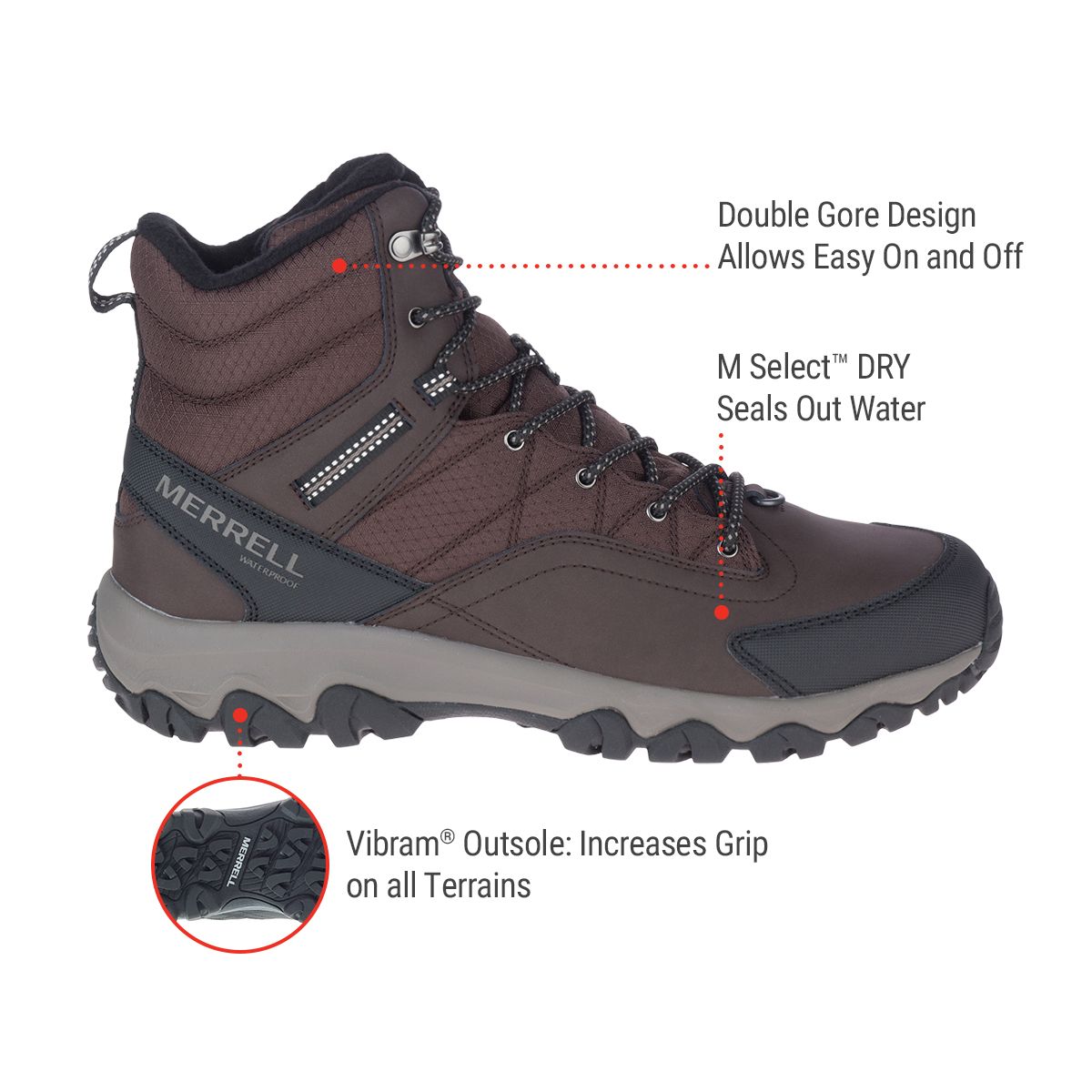 メル75133 Merrell Ladies ColdPack 3 Thermo Moc Waterproof Winter Traction