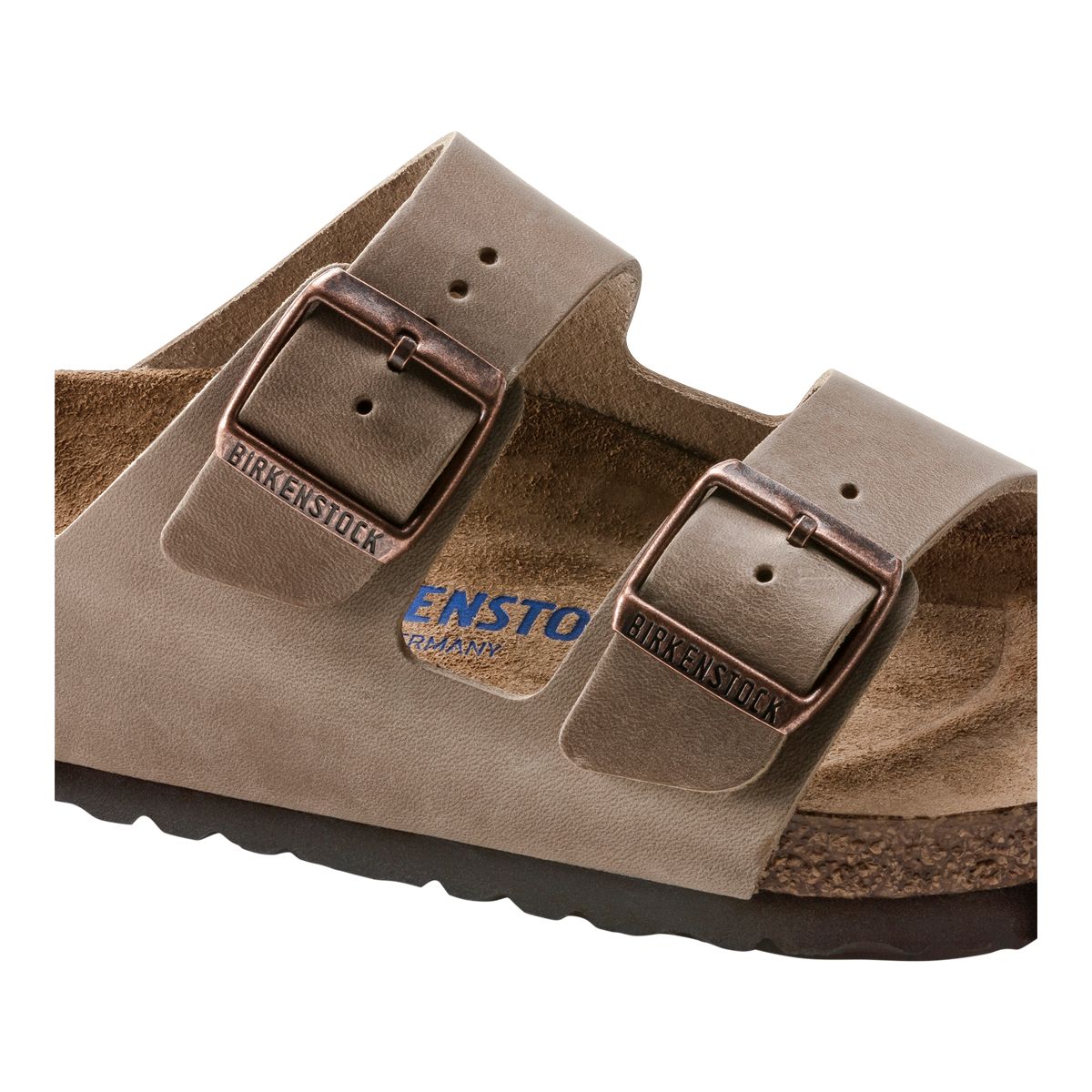 Birkenstock Men's Arizona Leather Two Strap Foam Cushioned Slides/Sandals