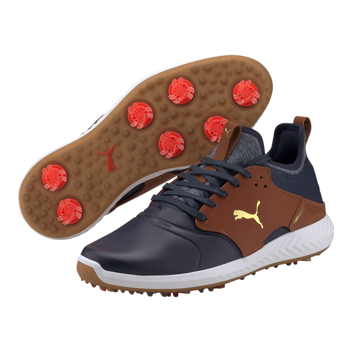 PUMA Men's Ignite PWRADAPT Caged Crafted Spiked Leather Golf Shoes