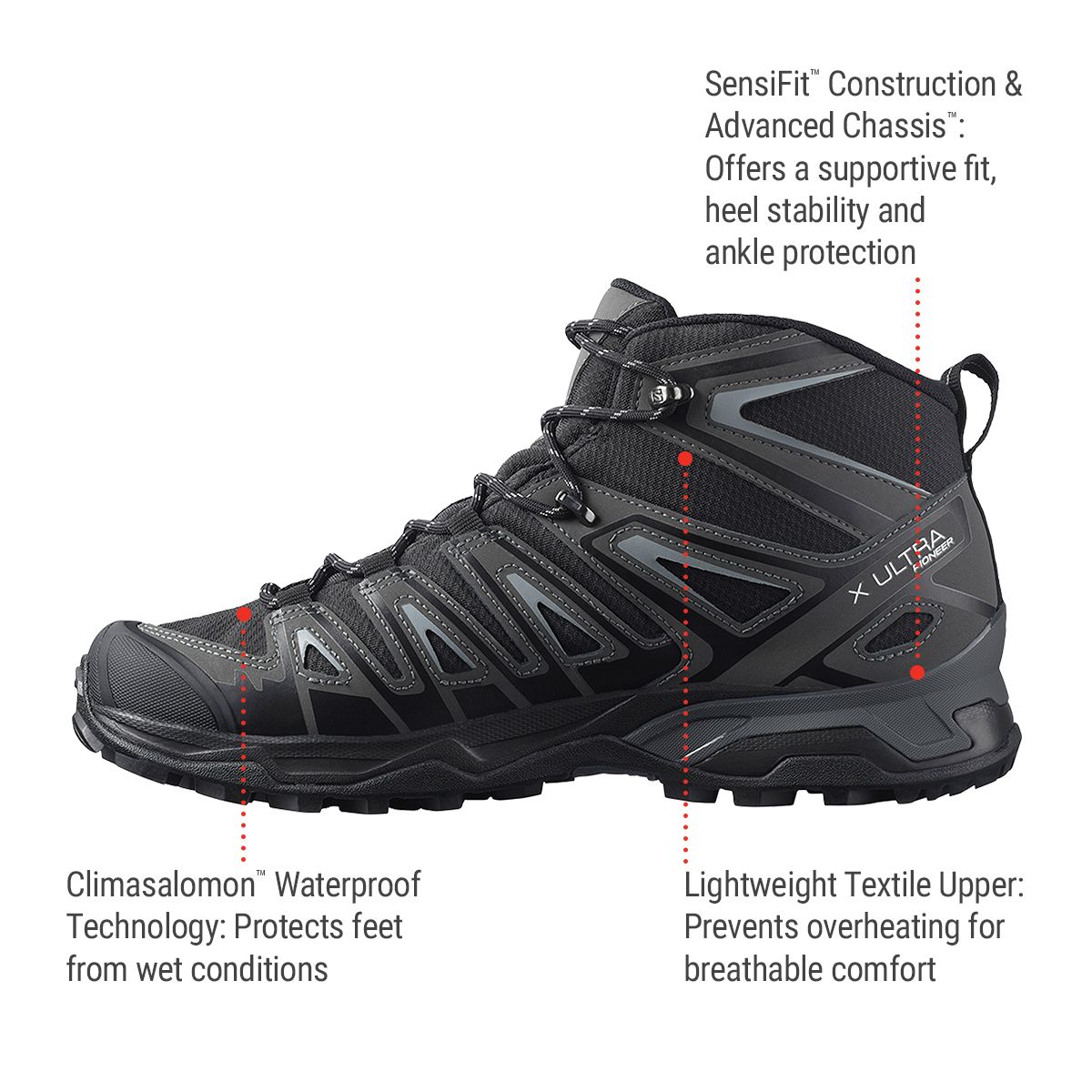 Salomon Men's X Ultra Pioneer Mid CSWP Hiking Shoes