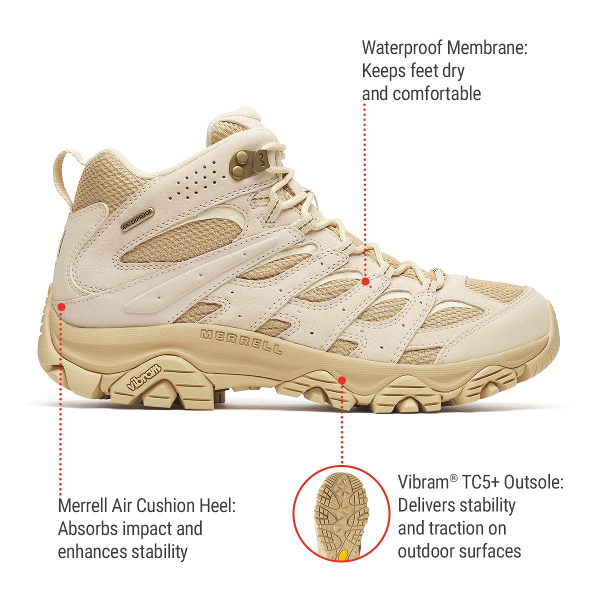 Merrell Men's Moab 3 Mid Waterproof Hiking Boots