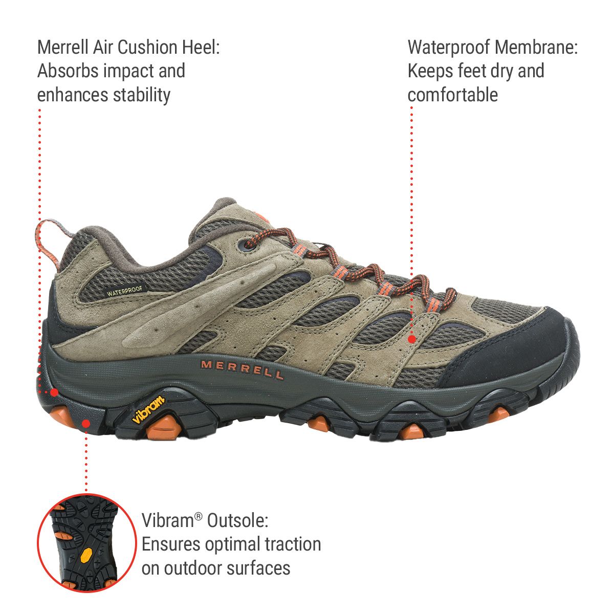 Merrell Men's Moab 3 Waterproof Hiking Shoes
