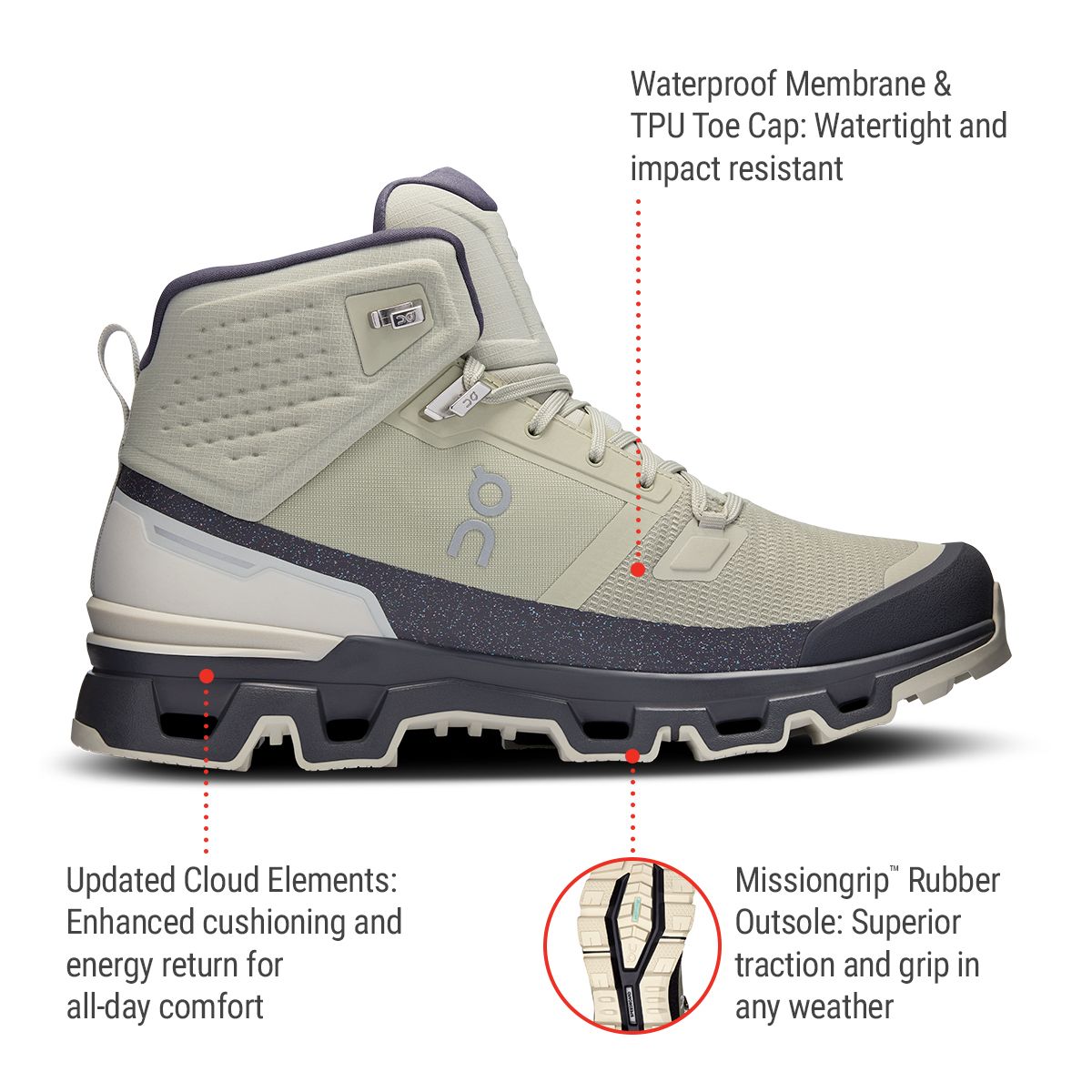 On Men's Cloudrock 2 Waterproof Hiking Shoes