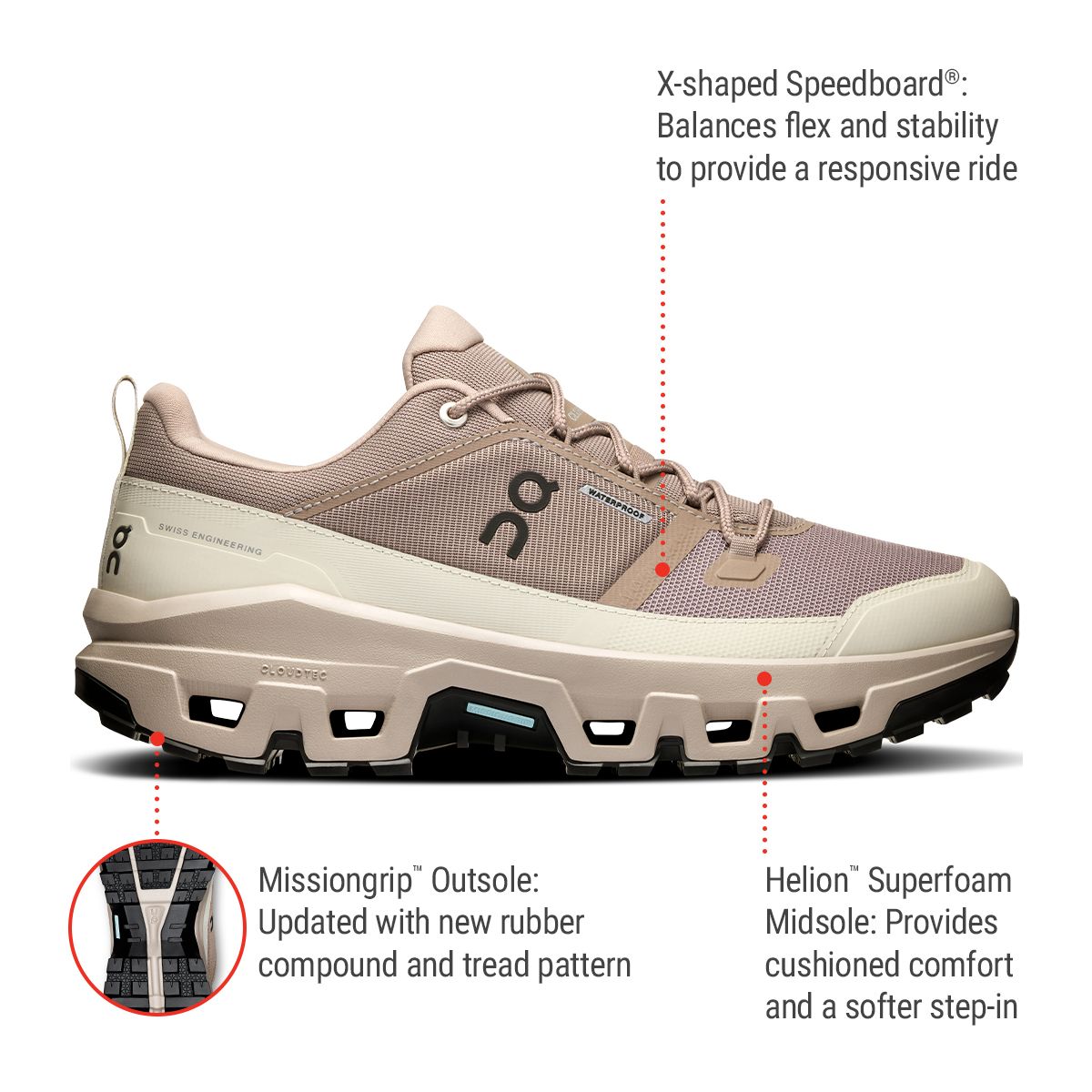 On Men's Cloudrock Low Waterproof Hiking Shoes